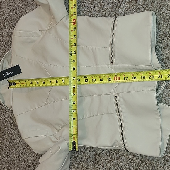 Lulu's White Vegan Leather Jacket Asymmetrical Zipper - Picture 7 of 8
